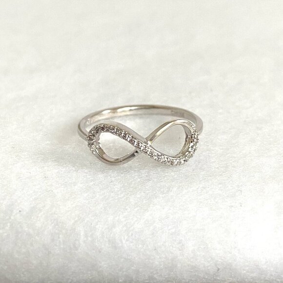 Sterling Silver 925 YGI Round Cubic Zirconia CZ Infinity Symbol Ring Size 7.75 - Picture 12 of 16